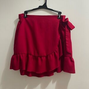 Elegant Red Ruffle Skirt